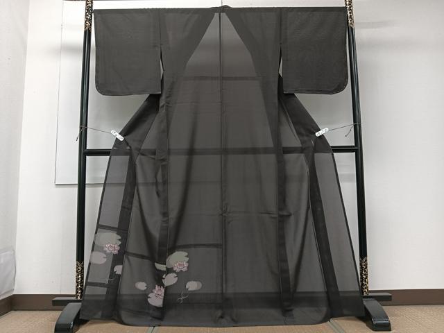 平和屋着物*夏物 撫松庵 訪問着・浴衣兼用 蓮花文様 アメンボ 洗える着物 CABJ4328xi