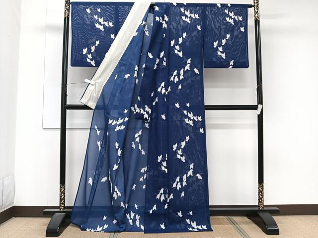 平和屋着物*夏物 小紋 絽 舞蝶文 洗える着物 CABJ4333xi