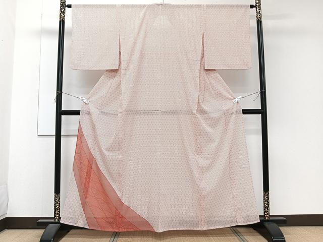 平和屋着物*夏物 色留訪問着 絽 麻の葉吉祥文 洗える着物 CABJ4335xi