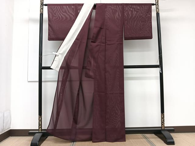 平和屋着物*夏物 色無地 絽 小豆色 洗える着物 CABJ4342xi
