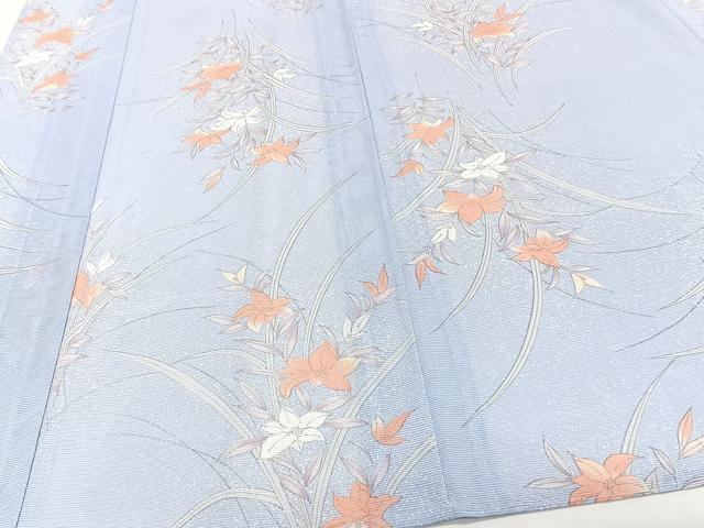 平和屋着物*夏物 小紋 絽 草花文 洗える着物 未使用 CABJ4343xi