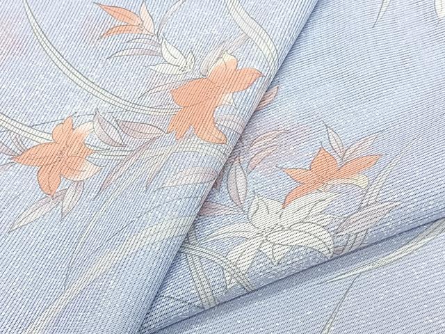 平和屋着物*夏物 小紋 絽 草花文 洗える着物 未使用 CABJ4343xi