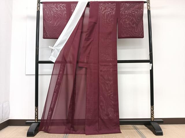 平和屋着物*夏物 色無地 絽 小豆色 洗える着物 CABJ4353xi