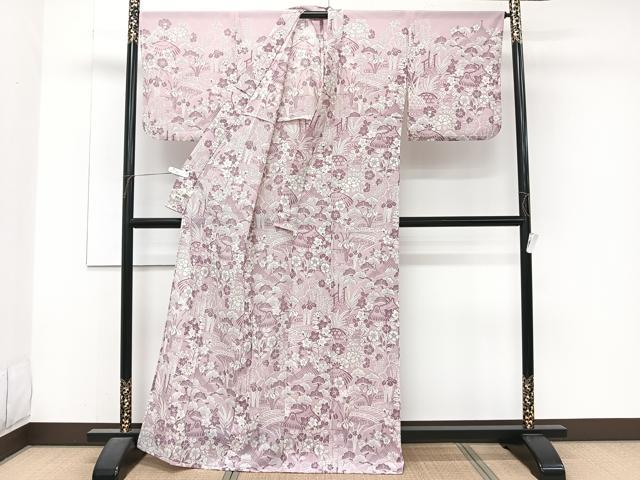 平和屋着物*夏物 撫松庵 訪問着・浴衣兼用 風景文 洗える着物 CABJ4359xi