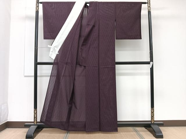 平和屋着物*夏物 色無地 網目紋紗 似紫色 正絹 逸品 未使用 CABJ4380xi
