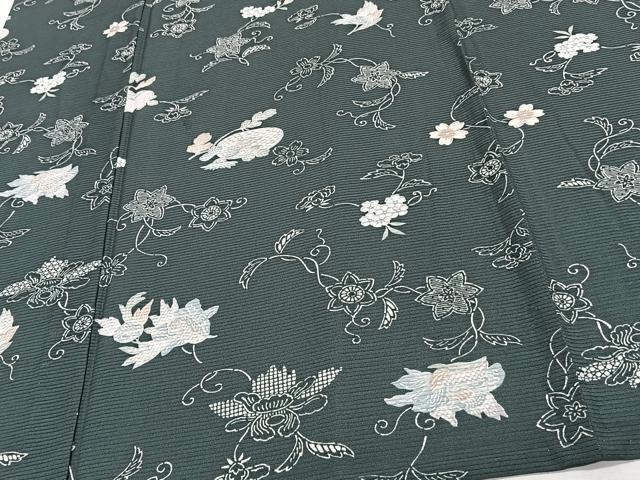 平和屋着物*夏物 小紋 絽 型染め 草花文 正絹 逸品 CABJ4381xi