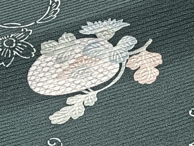 平和屋着物*夏物 小紋 絽 型染め 草花文 正絹 逸品 CABJ4381xi