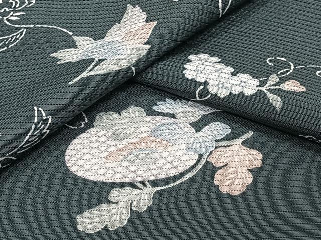 平和屋着物*夏物 小紋 絽 型染め 草花文 正絹 逸品 CABJ4381xi