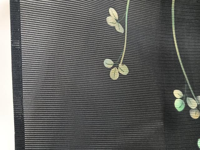 平和屋着物*夏物 訪問着 絽 枝垂れ扇花文 黒地 金彩 正絹 逸品 CABJ4384xi