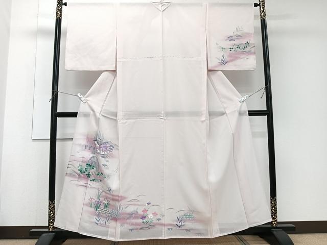 平和屋着物*夏物 訪問着 絽 籬流水風景文 銀彩 正絹 逸品 CABJ4389xi