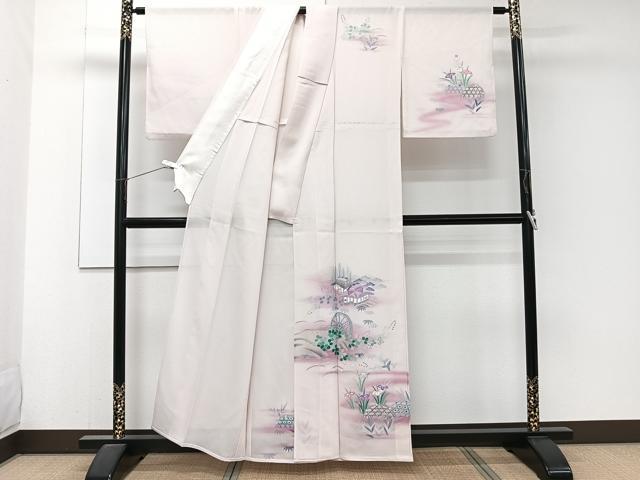 平和屋着物*夏物 訪問着 絽 籬流水風景文 銀彩 正絹 逸品 CABJ4389xi