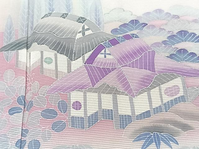 平和屋着物*夏物 訪問着 絽 籬流水風景文 銀彩 正絹 逸品 CABJ4389xi