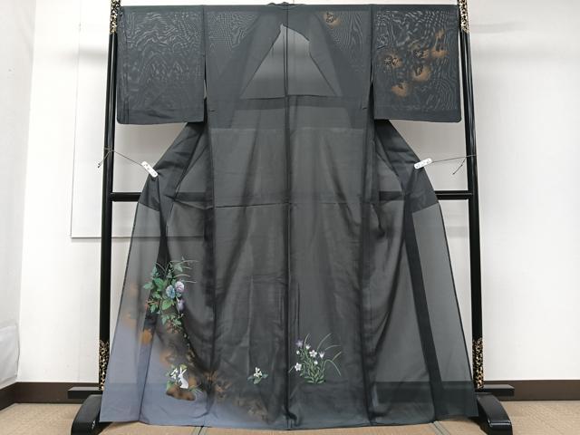 平和屋着物*夏物 訪問着 絽 草花文 兎 暈し染め 金彩 正絹 逸品 CABJ4391xi