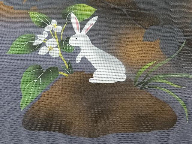 平和屋着物*夏物 訪問着 絽 草花文 兎 暈し染め 金彩 正絹 逸品 CABJ4391xi