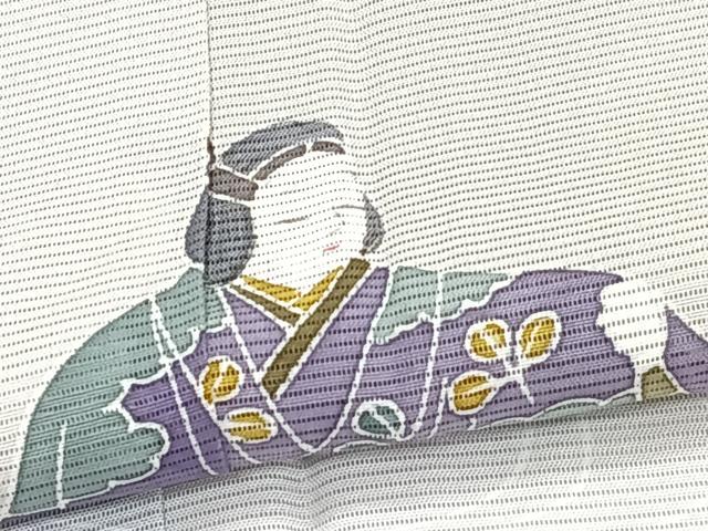 平和屋着物*夏物 訪問着 絽 宮腰織物 歌舞伎 笛 檜扇 五泉 反端付き 正絹 逸品 CABJ4399xi