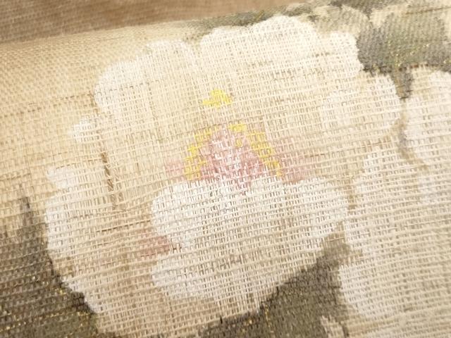平和屋着物*夏物 染色作家 桐山紫香 手描き 九寸名古屋帯 枝花文 麻 逸品 CABJ4404fb