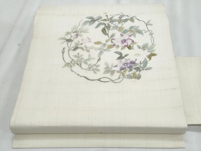 平和屋着物*夏物 九寸名古屋帯 手描き 枝花文 正絹 逸品 CABJ4413fb