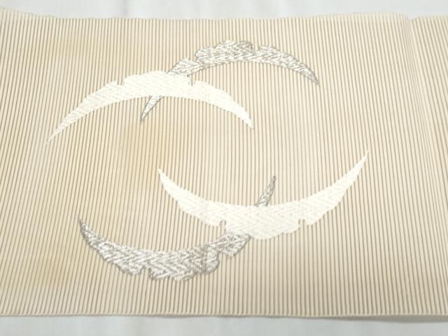 平和屋着物*夏物 八寸名古屋帯 駒刺繍 絽綴れ 露芝文 銀糸 正絹 逸品 CABJ4417fb