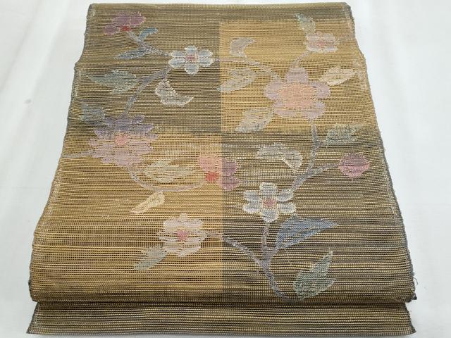平和屋着物*夏物 1854年創業 帯屋捨松 八寸名古屋帯 枝花文 正絹 逸品 CABJ4420fb