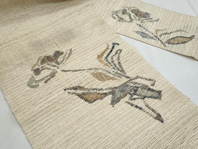 平和屋着物*夏物 八寸名古屋帯 枝花文 正絹 逸品 CABJ4424fb