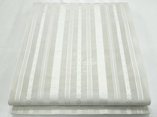 平和屋着物*夏物 本場筑前博多織 八寸名古屋帯 紗献上 灰黄緑色 正絹 逸品 CABJ4427fb
