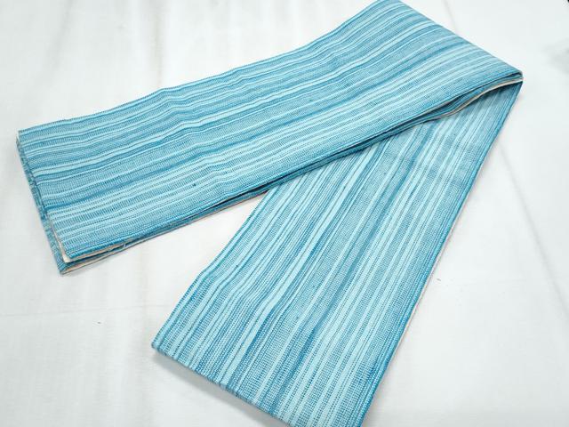 平和屋着物*夏物 両面 半幅帯 縞 麻 逸品 CABJ4434fb