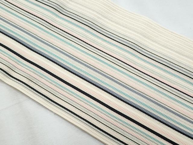 平和屋着物*夏物 本場筑前博多織 半幅帯 間道 正絹 逸品 CABJ4436fb