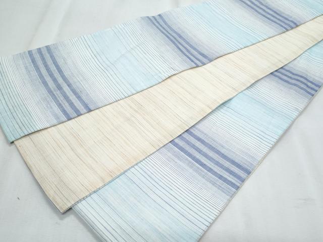 平和屋着物*夏物 両面 半幅帯 横段文 麻 逸品 CABJ4445fb