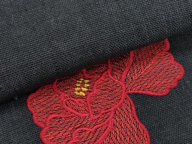 平和屋着物*夏物 半幅帯 ワンポイント 草花文 黒地 CABJ4448fb
