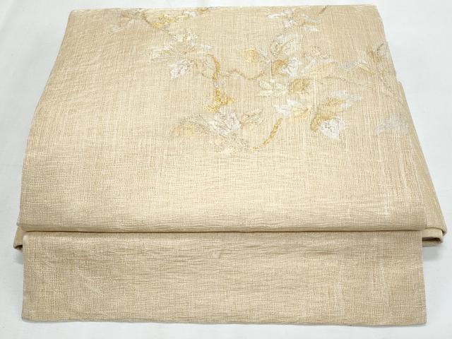平和屋着物*夏物 ワンタッチつけ帯 櫛織 枝葉文 金糸 正絹 逸品 CABJ4452fb