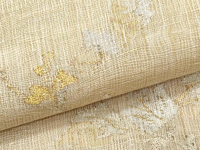 平和屋着物*夏物 ワンタッチつけ帯 櫛織 枝葉文 金糸 正絹 逸品 CABJ4452fb