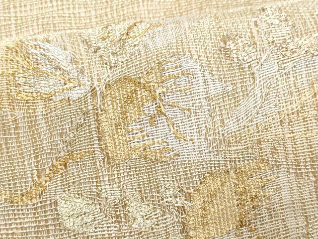 平和屋着物*夏物 ワンタッチつけ帯 櫛織 枝葉文 金糸 正絹 逸品 CABJ4452fb