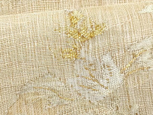 平和屋着物*夏物 ワンタッチつけ帯 櫛織 枝葉文 金糸 正絹 逸品 CABJ4452fb