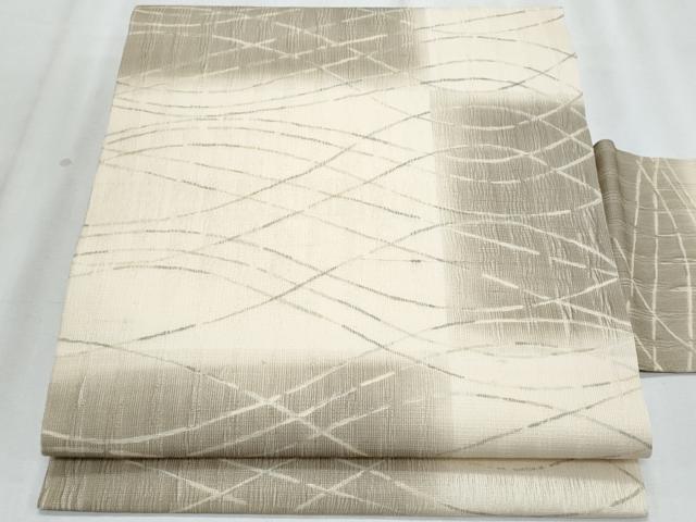 平和屋着物*夏物 全通柄 九寸名古屋帯 よろけ縞 正絹 逸品 CABJ4458fb