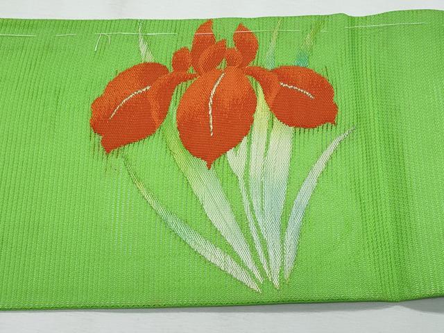 平和屋着物*夏物 九寸名古屋帯 杜若 金銀糸 正絹 逸品 CABJ4469fb