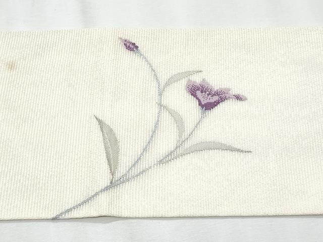 平和屋着物*夏物 九寸名古屋帯 枝花文 銀糸 正絹 逸品 CABJ4470fb