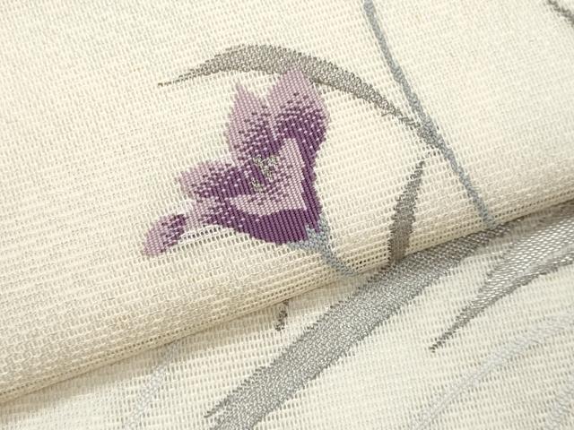 平和屋着物*夏物 九寸名古屋帯 枝花文 銀糸 正絹 逸品 CABJ4470fb
