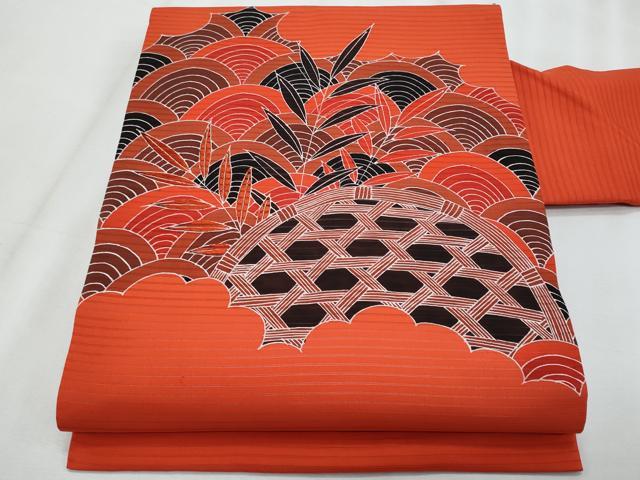 平和屋着物*夏物 塩瀬 九寸名古屋帯 刺繍 籬青海波枝葉文 正絹 逸品 CABJ4475fb