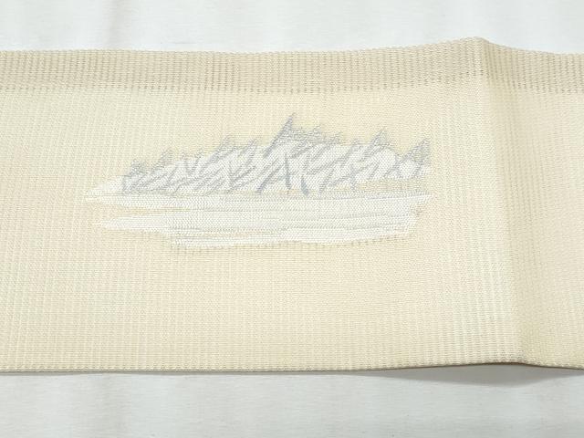 平和屋着物*夏物 九寸名古屋帯 筏人物文 銀糸 正絹 逸品 CABJ4479fb