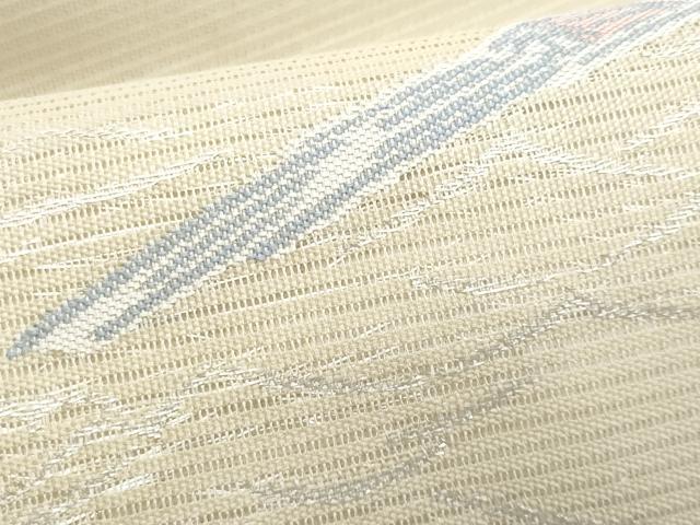 平和屋着物*夏物 九寸名古屋帯 筏人物文 銀糸 正絹 逸品 CABJ4479fb