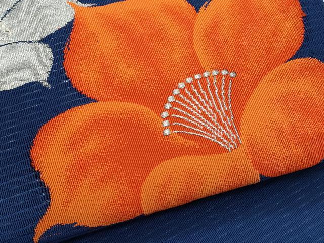 平和屋着物*夏物 八寸 絽綴れ 草花文 銀糸 名古屋帯 正絹 逸品 CABJ4485fb