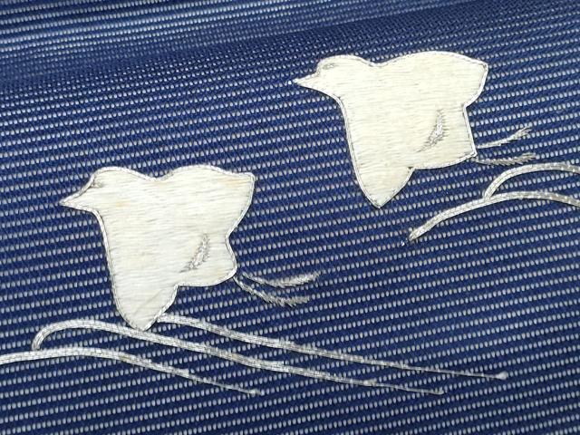 平和屋着物*夏物 九寸名古屋帯 総刺繍 駒刺繍 千鳥 正絹 逸品 CABJ4490fb