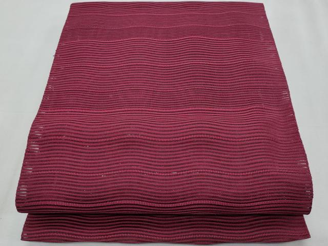 平和屋着物*夏物 八寸名古屋帯 絽綴れ よろけ縞 真紅色 正絹 逸品 CABJ4494fb