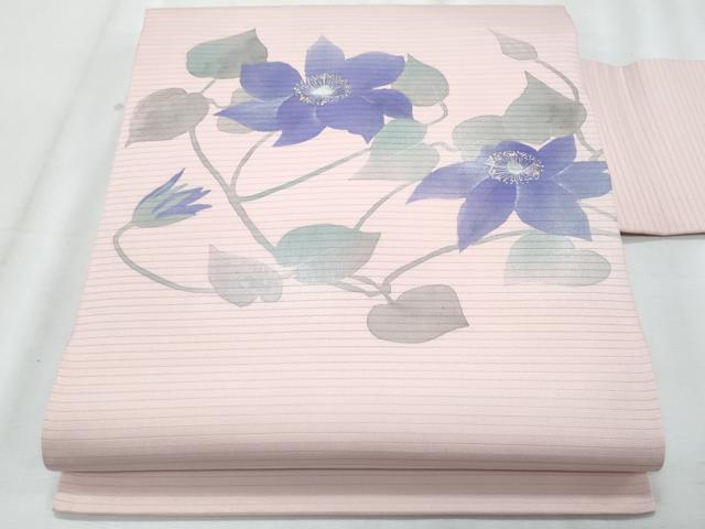 平和屋着物*夏物 塩瀬 九寸名古屋帯 枝花文 金銀彩 正絹 逸品 CABJ4503fb