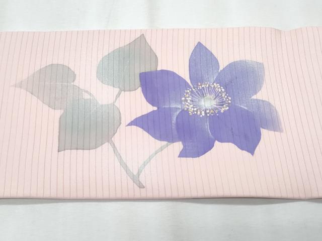 平和屋着物*夏物 塩瀬 九寸名古屋帯 枝花文 金銀彩 正絹 逸品 CABJ4503fb