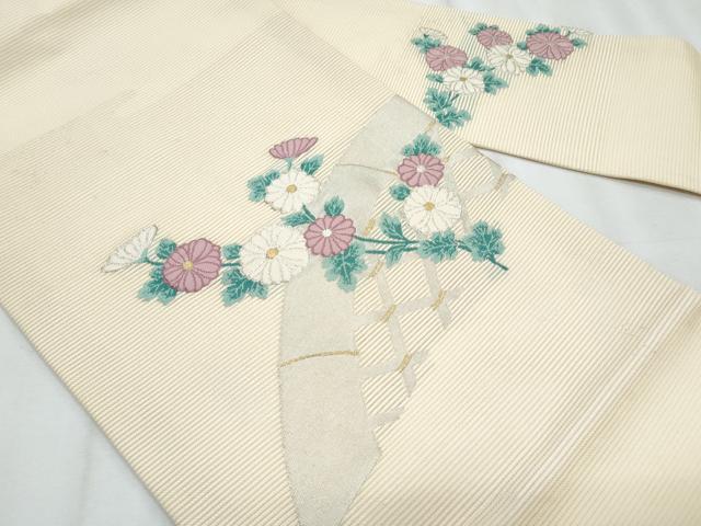 平和屋着物*夏物 九寸名古屋帯 籬枝菊文 金銀糸 正絹 逸品 CABJ4509fb