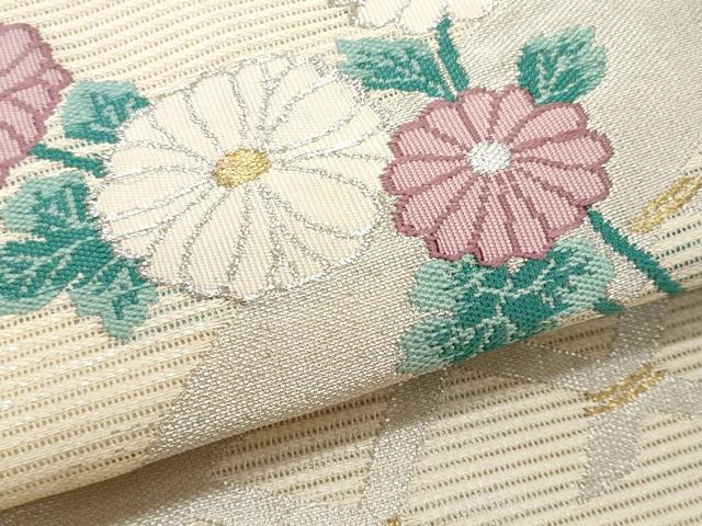 平和屋着物*夏物 九寸名古屋帯 籬枝菊文 金銀糸 正絹 逸品 CABJ4509fb