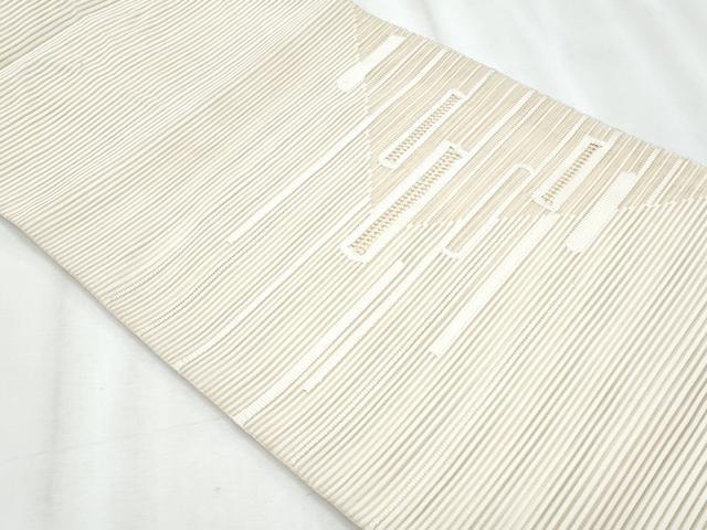 平和屋着物*夏物 八寸名古屋帯 絽綴れ 横段文 練色 正絹 逸品 CABJ4511fb
