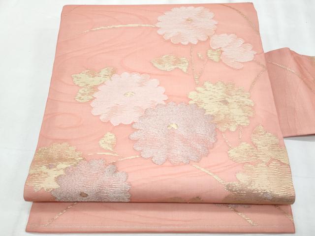 平和屋着物*夏物 九寸名古屋帯 枝菊文 金銀糸 正絹 逸品 CABJ4514fb