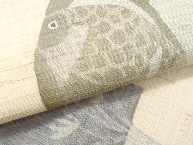平和屋着物*夏物 九寸名古屋帯 ろうけつ染 魚 麻 逸品 CABJ4535fb